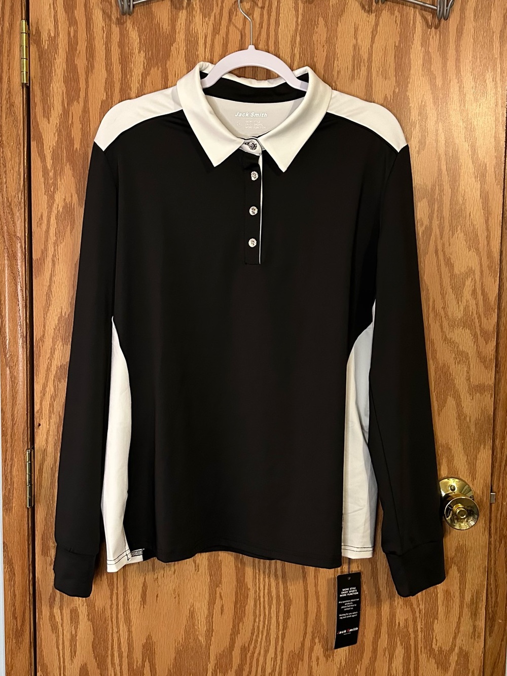 *NWT* Jack Smith Long Sleeve Women’s Golf Shirt Black and White 1/4 Button